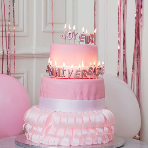 Bougie chiffre rose anniversaire : decor gateau anniversaire